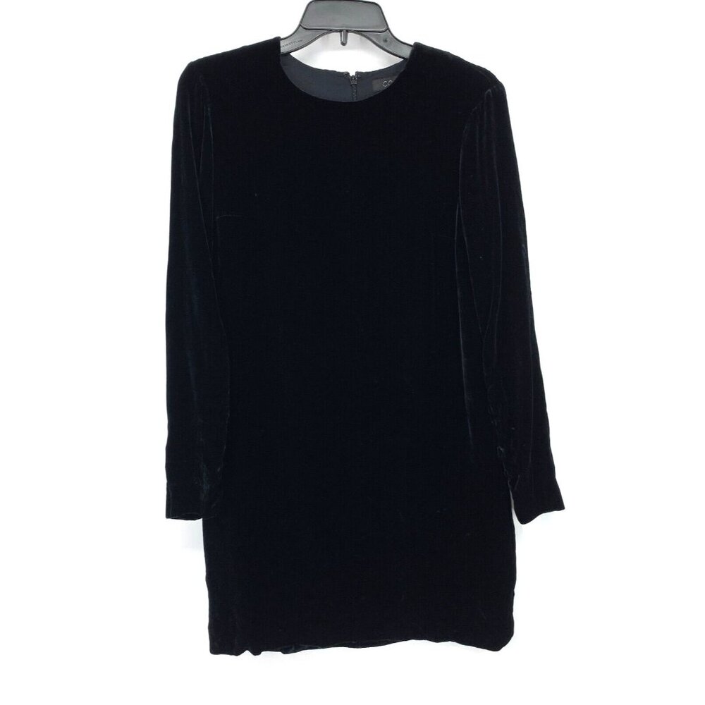 COS Dress Velvet Black Ruched Long Sleeve Rayon Silk Blend Shift - Picture 3 of 13